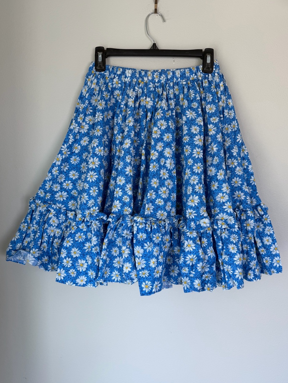 Vintage 90’s Floral Daisies Ruffled Full Cottage Fairy Boho Skirt Flowy Feminine